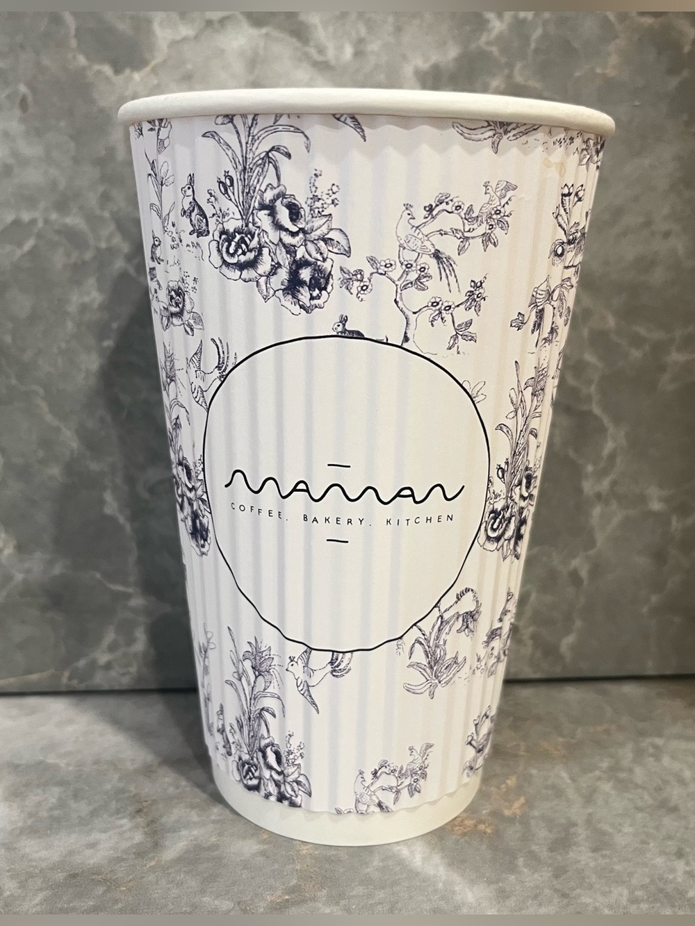 $2/ Cool White Floral Paper Coffee Cup - Home Accents